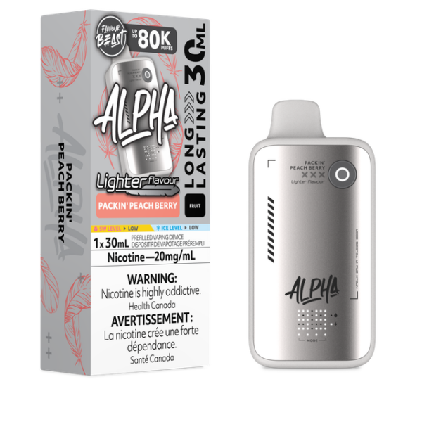 FLAVOUR BEAST ALPHA - 80K - DISPOSABLE - LIGHTER PACKIN PEACH BERRY