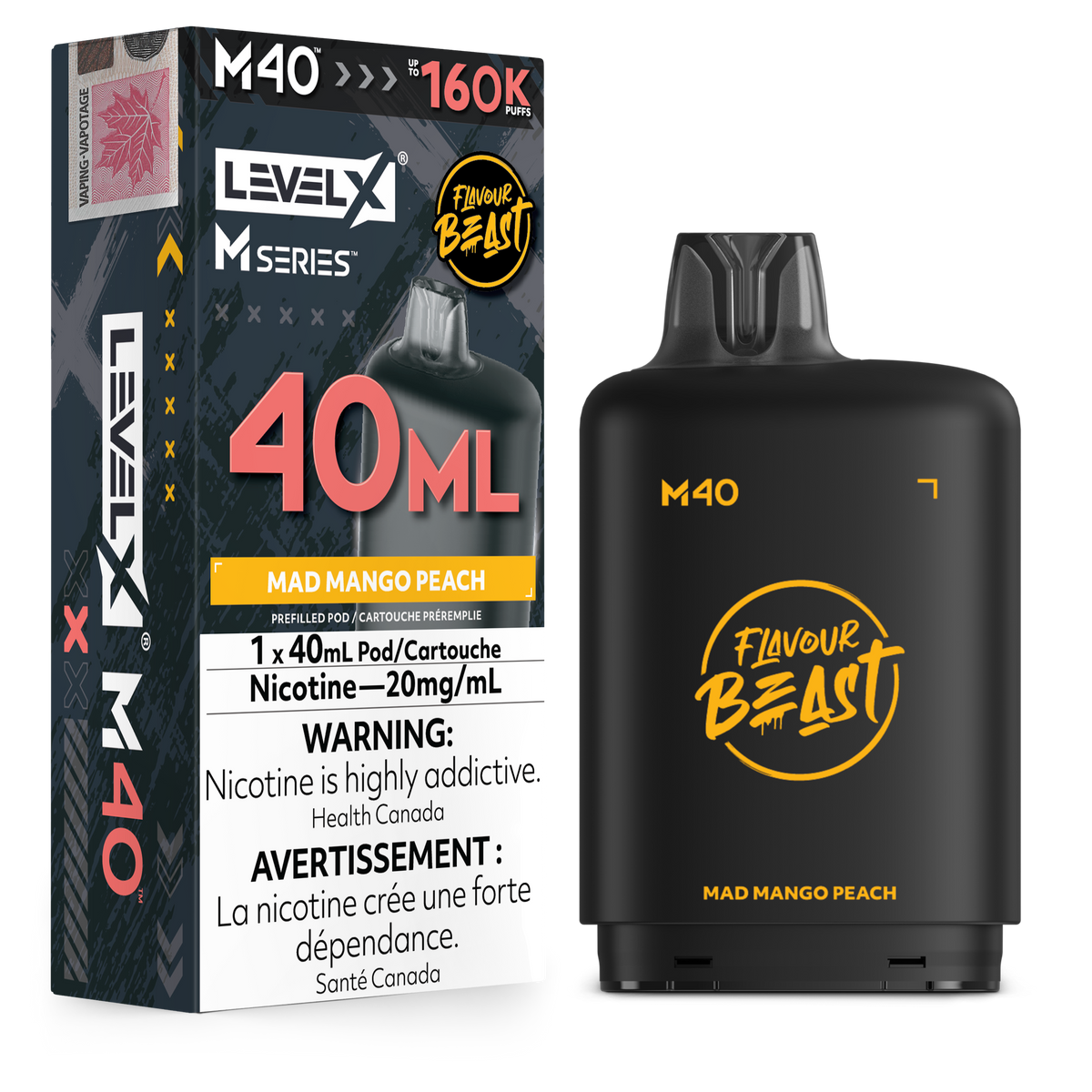 LEVEL X M SERIES - POD - 40ML - 160K - MAD MANGO PEACH