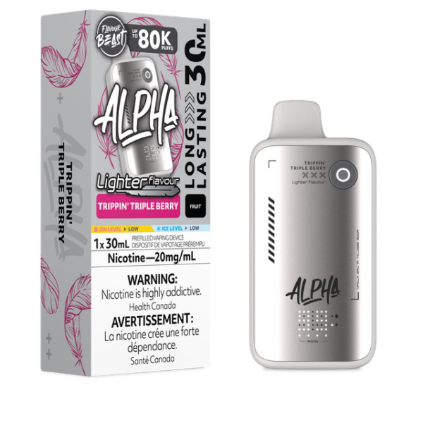 FLAVOUR BEAST ALPHA - 80K - DISPOSABLE - LIGHTER TRIPPIN TRIPLE BERRY