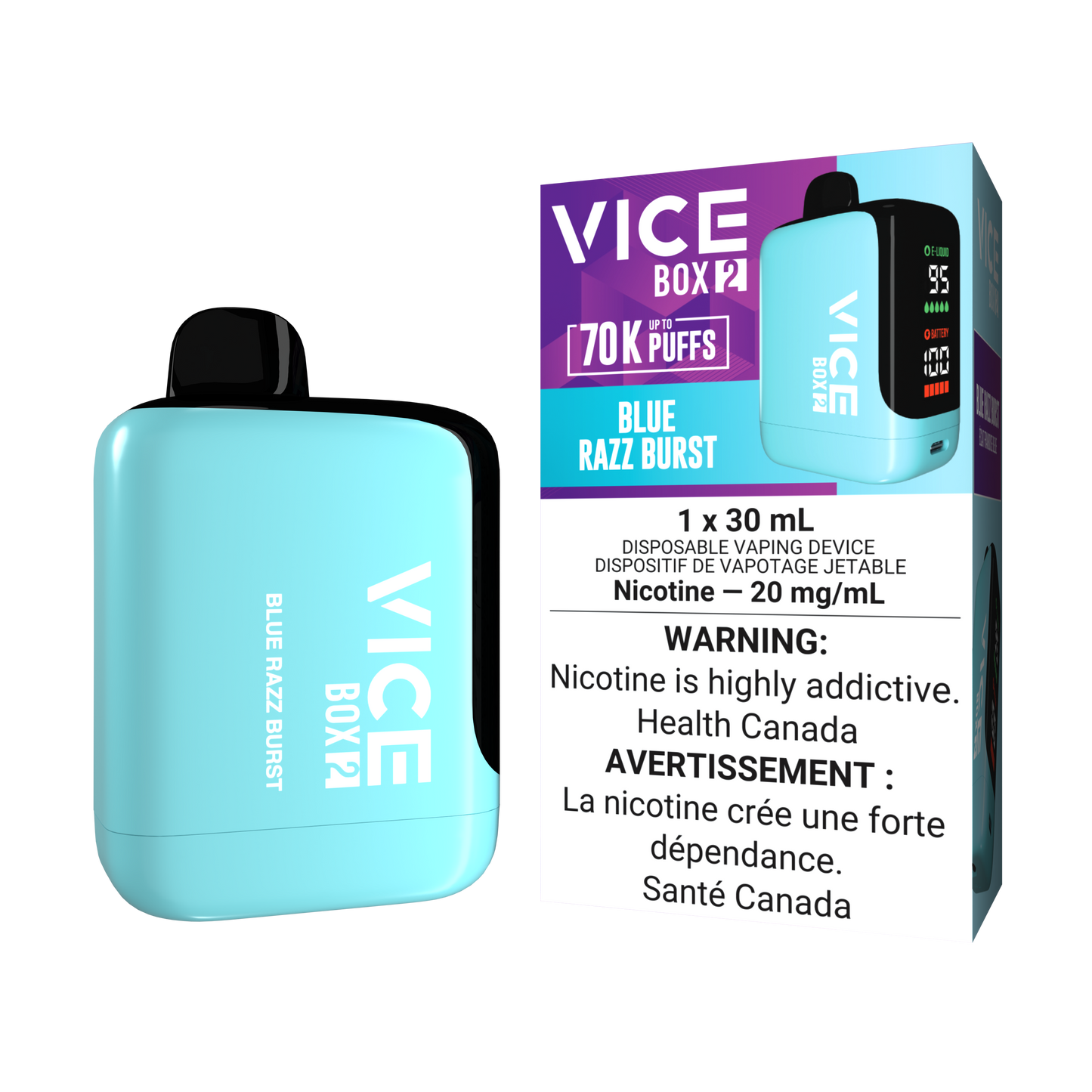 VICE BOX 2 - DISPOSABLE - 70K - BLUE RAZZ BURST