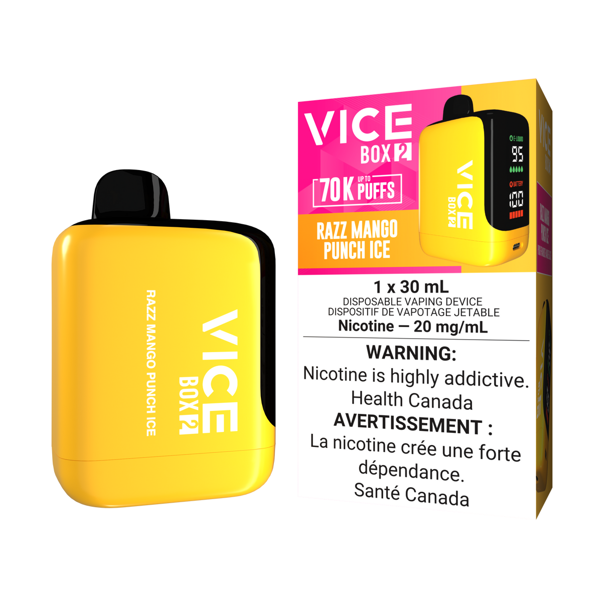 VICE BOX 2 - DISPOSABLE - 70K - RAZZ MANGO PUNCH ICE