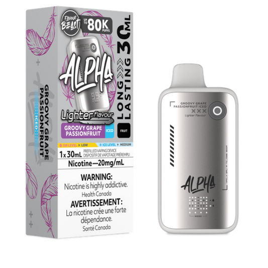 FLAVOUR BEAST ALPHA - 80K - DISPOSABLE - LIGHTER GROOVY GRAPE PASSIONFRUIT