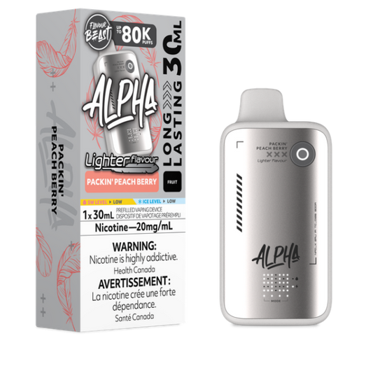 FLAVOUR BEAST ALPHA - 80K - DISPOSABLE - LIGHTER PACKIN PEACH BERRY