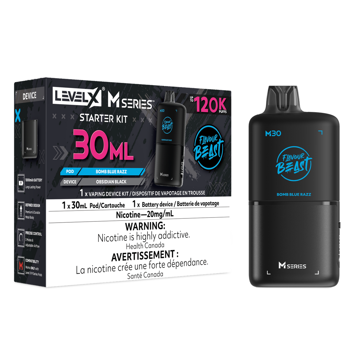 LEVEL X M SERIES - STARTER KIT - 30ML - BOMB BLUE RAZZ
