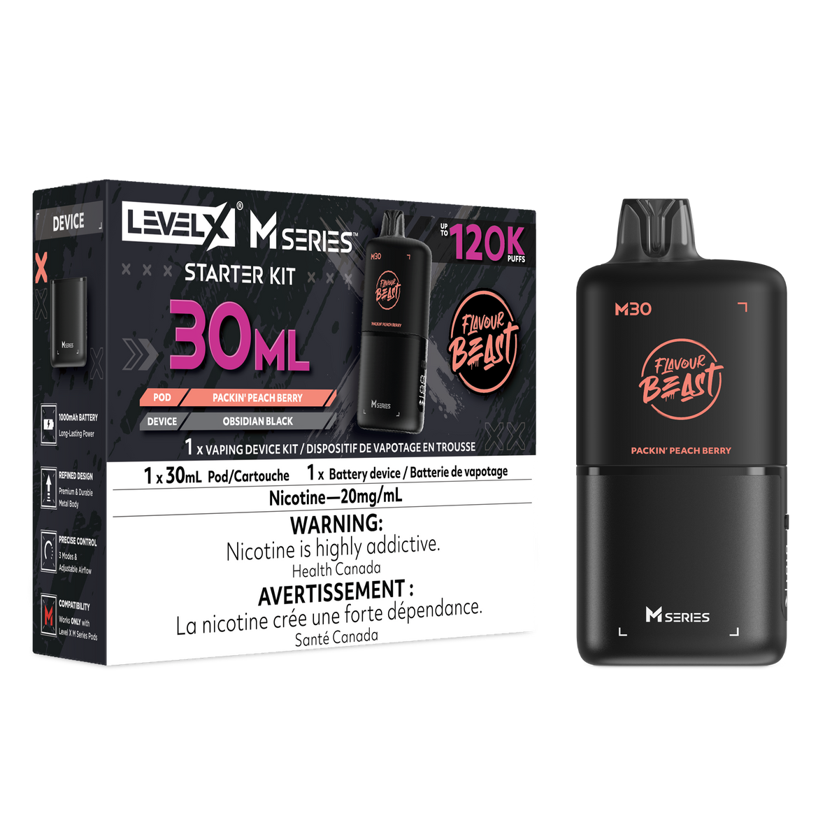 LEVEL X M SERIES - STARTER KIT - 30ML - PACKIN PEACH BERRY