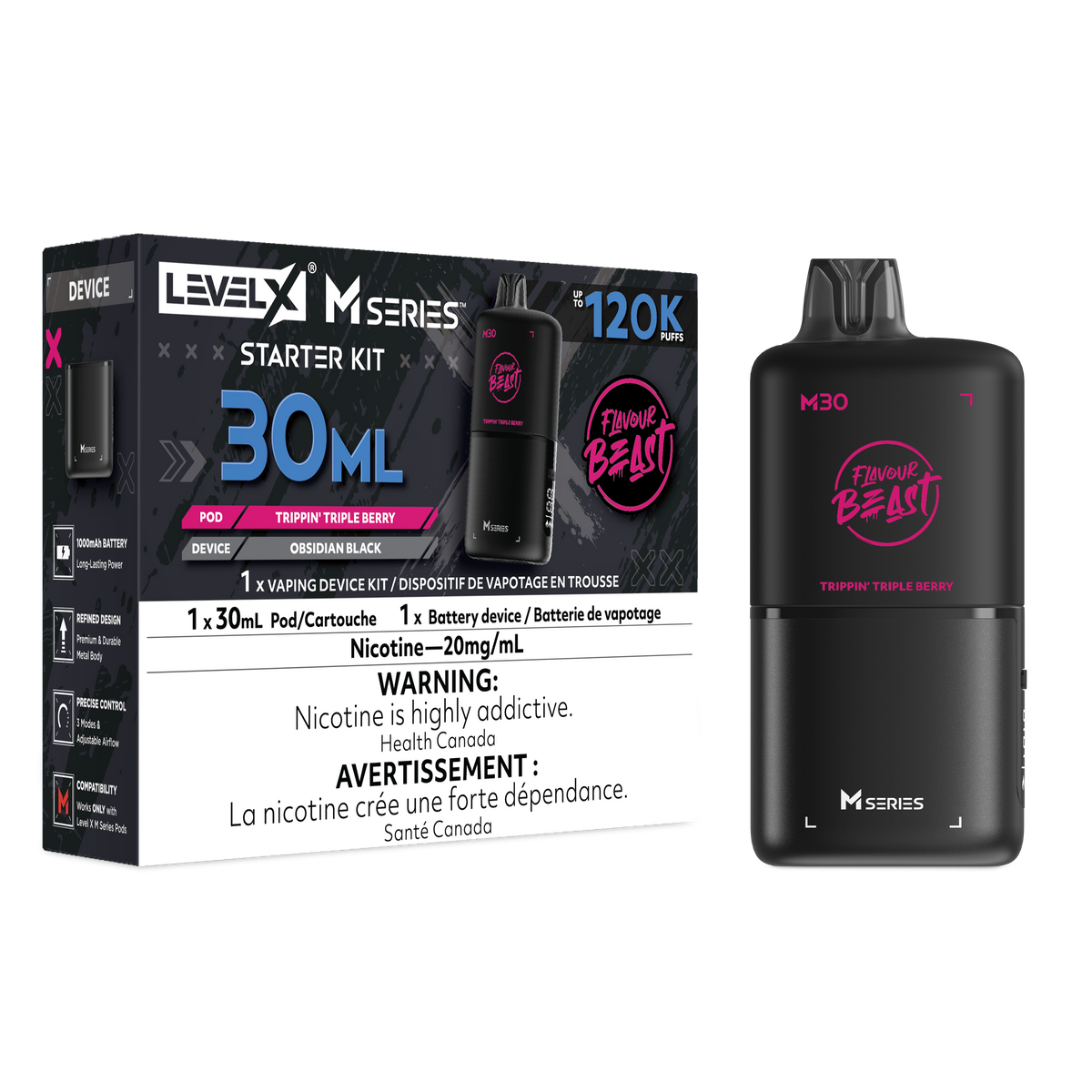 LEVEL X M SERIES - STARTER KIT - 30ML - TRIPPIN TRIPLE BERRY