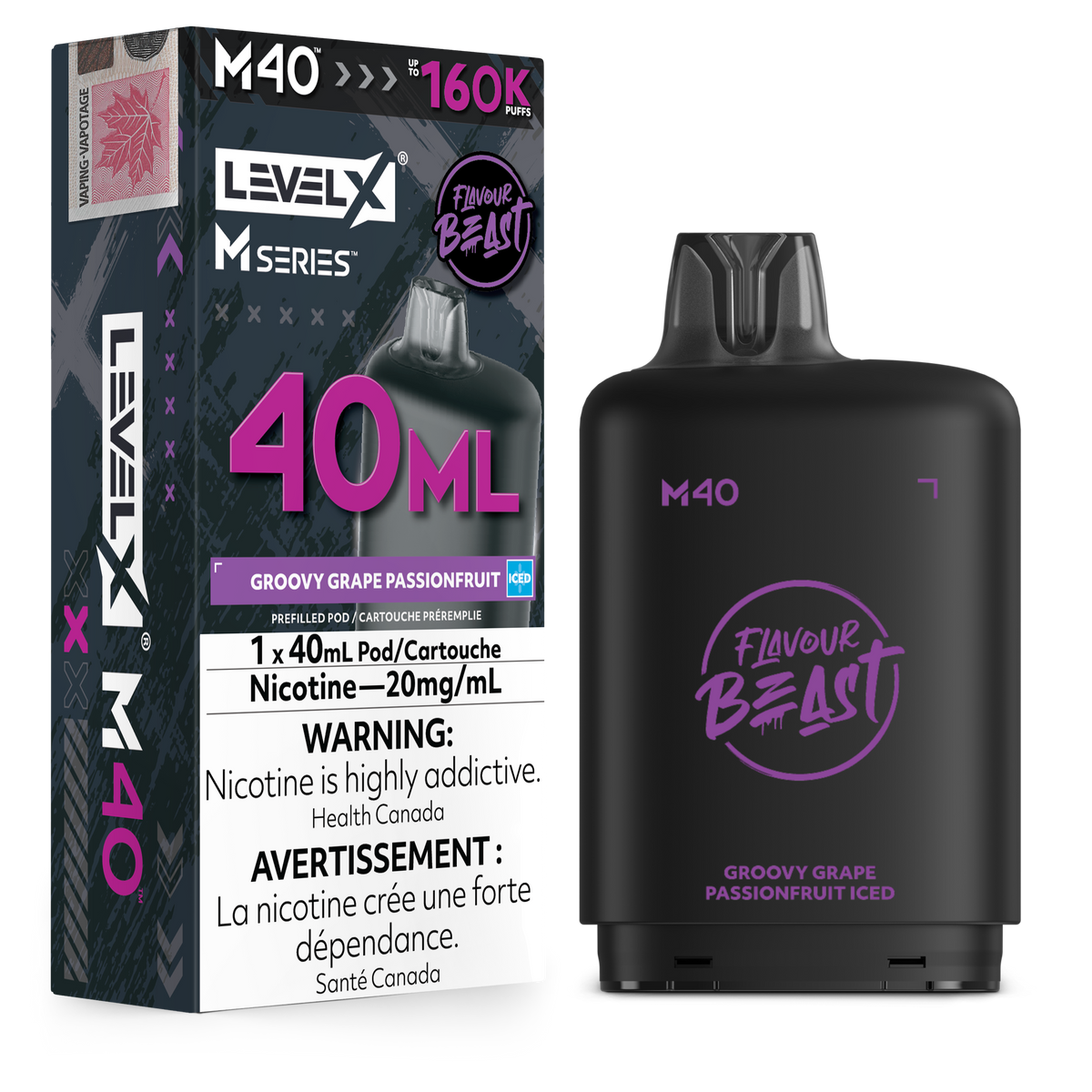 LEVEL X M SERIES - POD - 40ML - 160K - GROOVY GRAPE PASSIONFRUIT