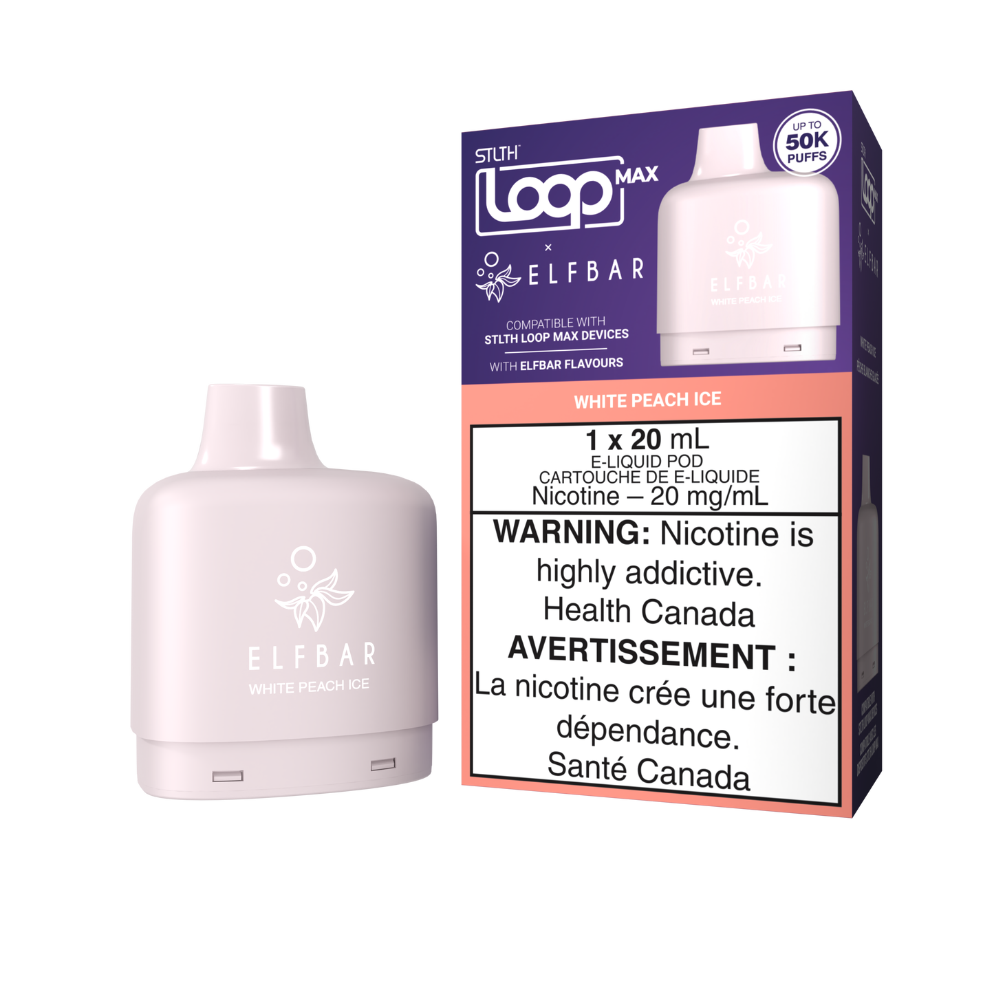 STLTH - LOOP MAX X ELFBAR - 50K - POD - WHITE PEACH ICE