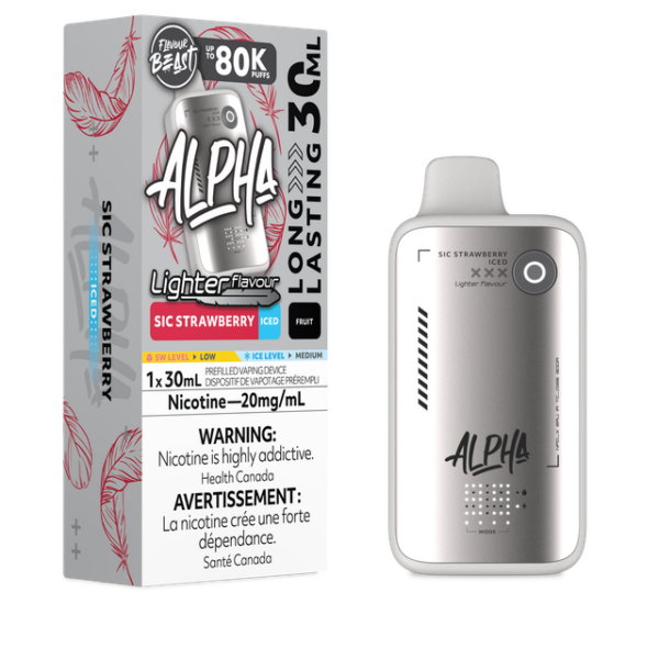FLAVOUR BEAST ALPHA - 80K - DISPOSABLE - LIGHTER SIC STRAWBERRY