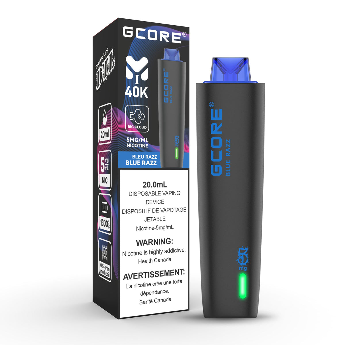 GCORE HOOKAH 40K PUFFS 5mg/mL Freebase Nicotine [ONTARIO]